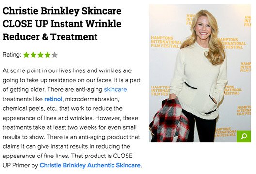 Christie Brinkley Skincare CLOSE UP Instant Wrinkle Reducer & Treatment